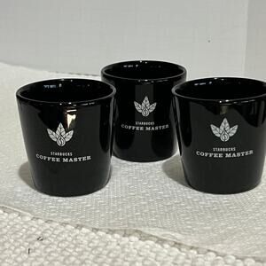 Starbucks 2004 Coffee Master Black Espresso Shot Glass Tasting Cup Set of 3